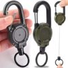 Breloc cu carabinieră și cablu retractabil, verde militar Breloc cu carabinieră și cablu retractabil, verde militar